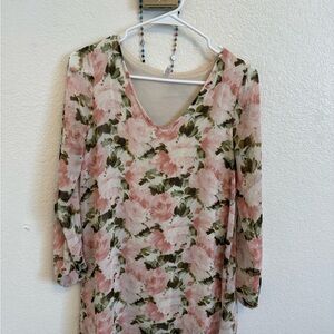 Floral Pink and Green Women's Dress
